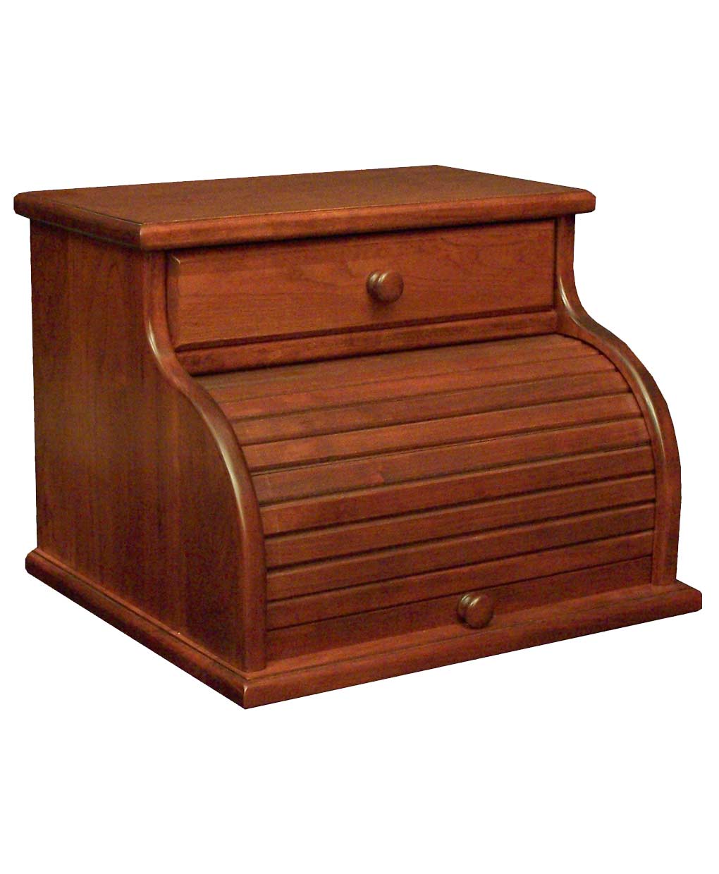 Cherry Roll Top Bread Box with Drawer Amish Direct Furniture