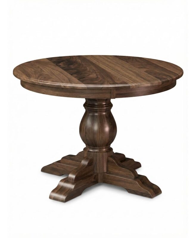 Amish Albany Single Pedestal Dining Table [Select Walnut with little Sap and Natural Effect finish]