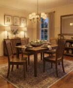 Amish Laurie Leg Table with Winnfield Chairs [Brown Maple with a Sandstone finish]