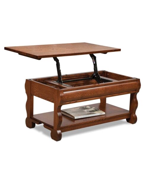 Old Classic Sleigh Open Coffee Table with Lift Top