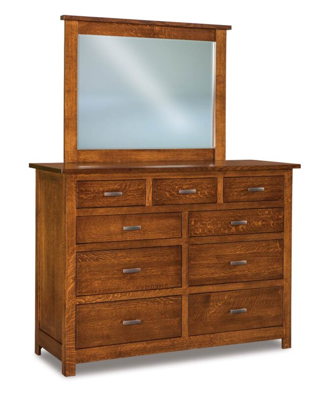 Flush Mission 9 Drawer Dresser with optional mirror (JRF-030)