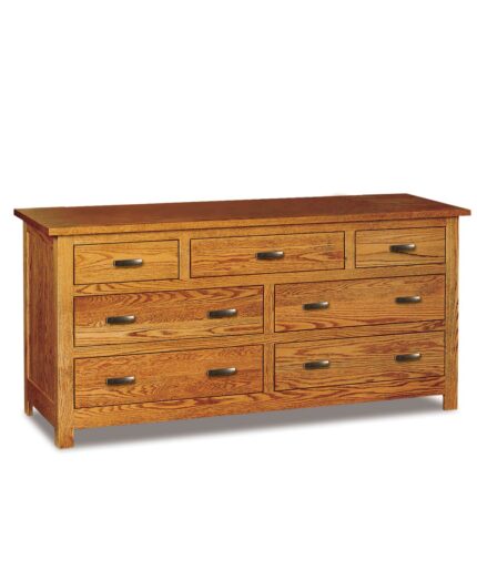 Flush Mission 7 Drawer Dresser (#68) [Oak]