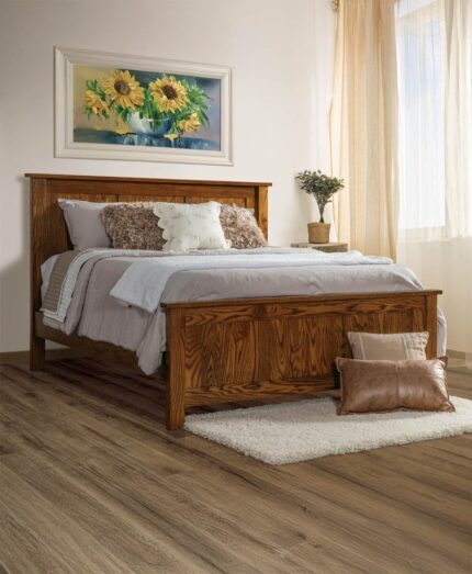 Amish Flush Mission Bed [Red Oak with a Michael's Cherry finish]
