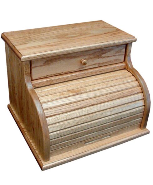 Amish Rolltop Bread Box with Drawer [Oak]