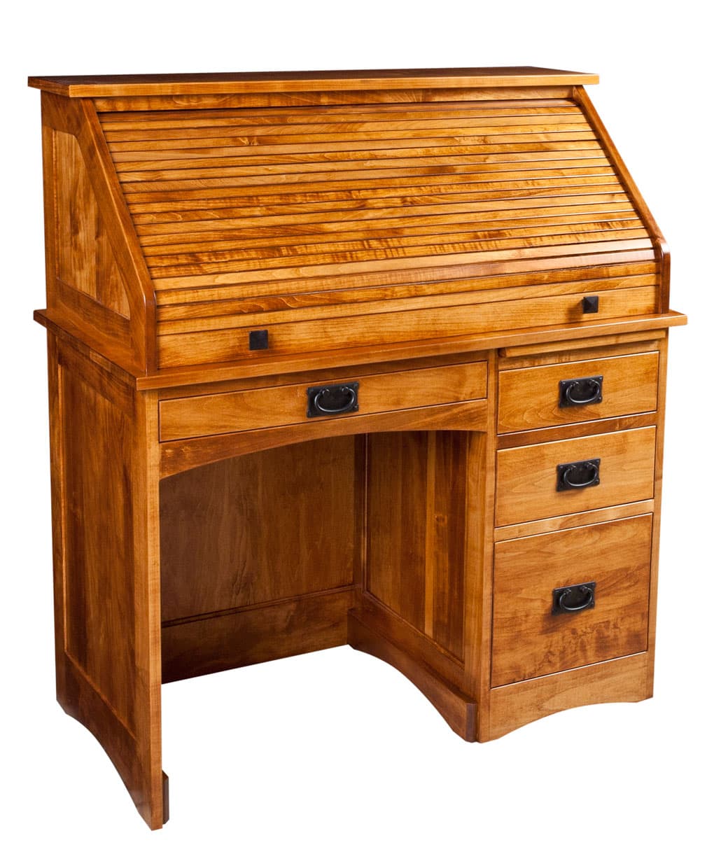 Single Pedestal Mission Rolltop Desk Amish Direct Furniture