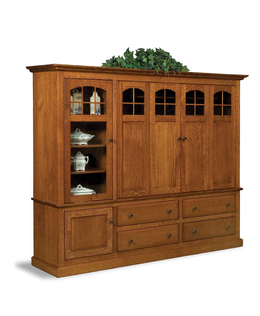 Contemporary Mission Media Cabinet With Stereo Cabinet Amish