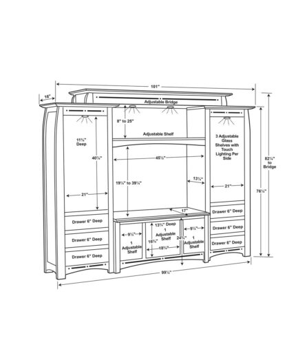 Amish Boulder Creek 6-Piece Wall Unit [Dimensions]