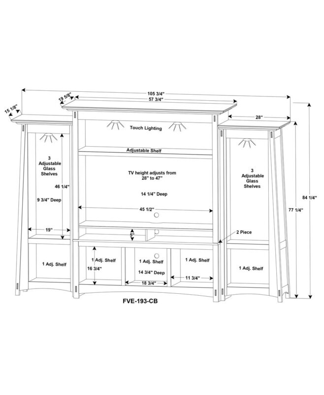 Amish Colbran 4-Piece Wall Unit [Dimensions]