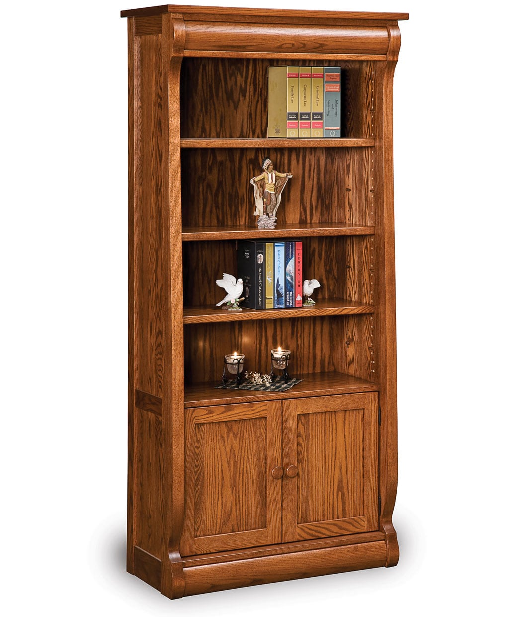 Old Classic Sleigh Bookcase with Doors - Amish Direct 