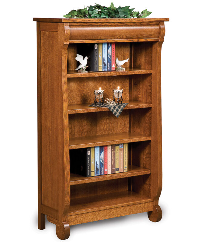 Amish Old Classic Sleigh Bookcase [5 Foot High]