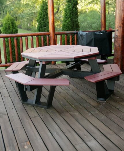 Poly 5' Octagon Picnic Table [Shown in Cherrywood and Black]