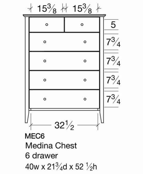 Medina 6 Drawer Amish Chest [MEC6 Dimensions]