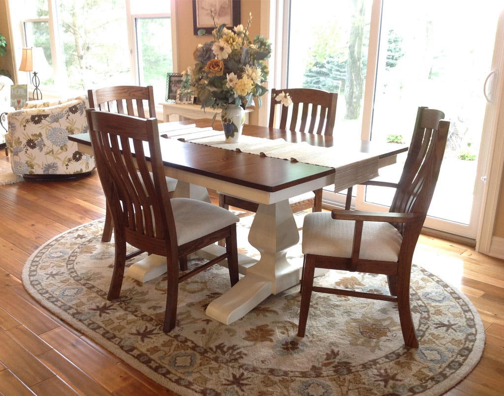 White Painted with Glaze Pedestal Table Set - Amish Direct Furniture