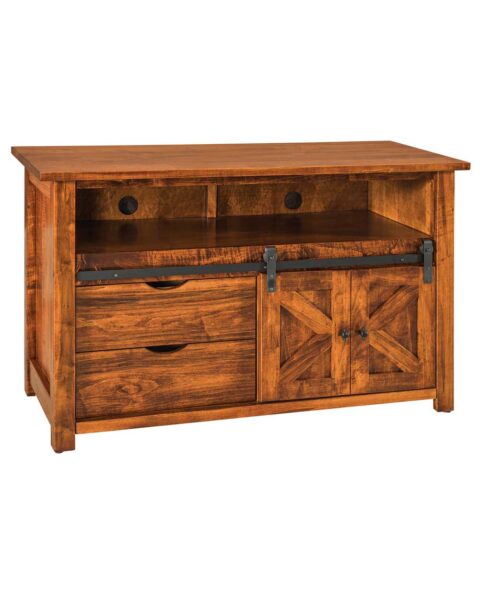 Teton TV Stand with Sliding Barn Wood Door [49" wide / Opened / TT2149TV]
