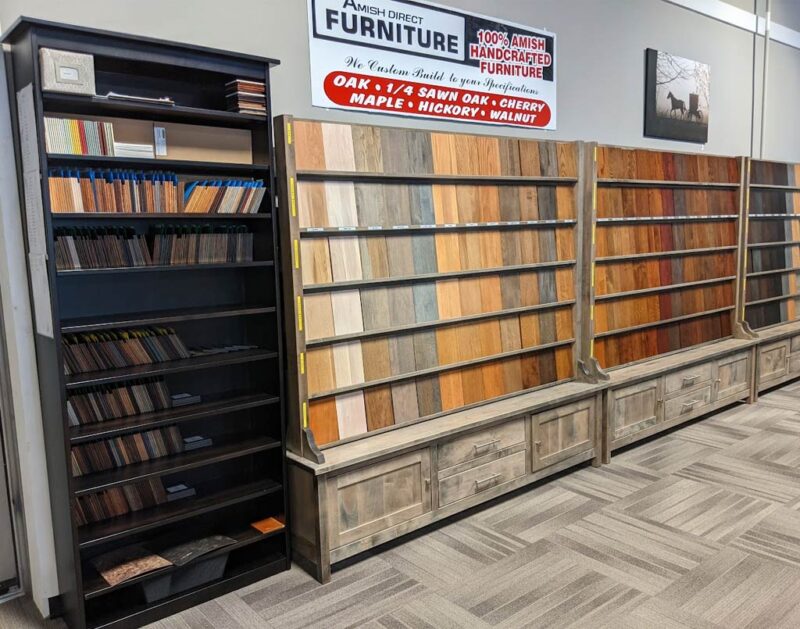 Order stain and paint samples from our premier finish collection by Amish Direct Furniture