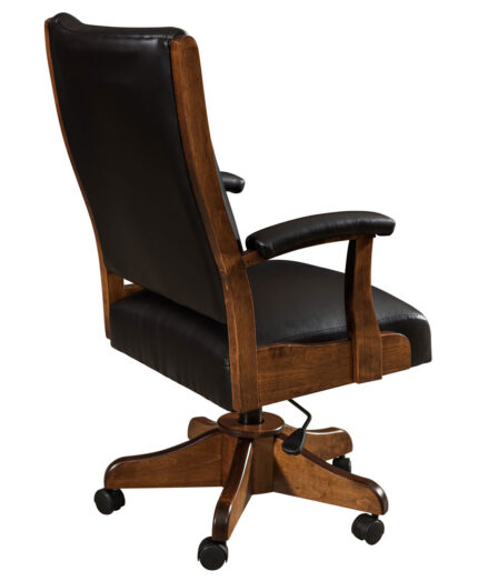 Roxbury Amish Desk Chair [Back/Side Detail. Shown in Raven Wing Ultraleather]