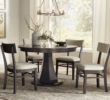 Emerson Amish Table Set [Shown in Brown Maple with Storm Grey Stain and C8-57 Coconut Fabric]