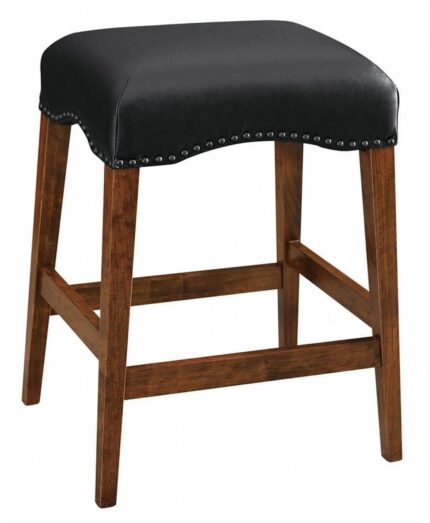 Amish made Allerton Barstool [Shown in Cherry with Michael’s Cherry Stain and Black Leather with Black Tacks]