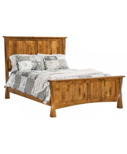 Lexington Panel Bed [Twisted Posts / Rustic Hickory with Golden Pecan Stain]