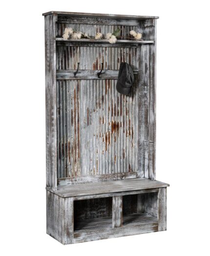 Amish Aspen Vintage Pine Hall Seat [Metal Insert Back]