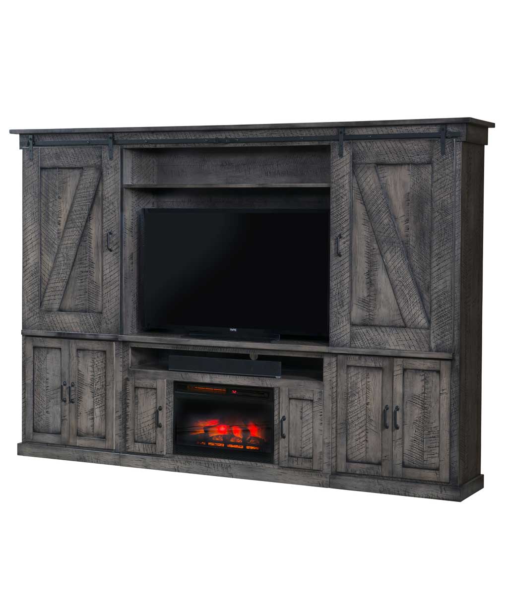 Durango Wall Unit With Fireplace, Wall To Entertainment Center Bookcase And Fireplace