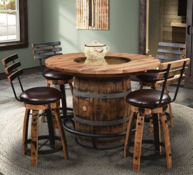 Amish made Rustic Barrel Table Set