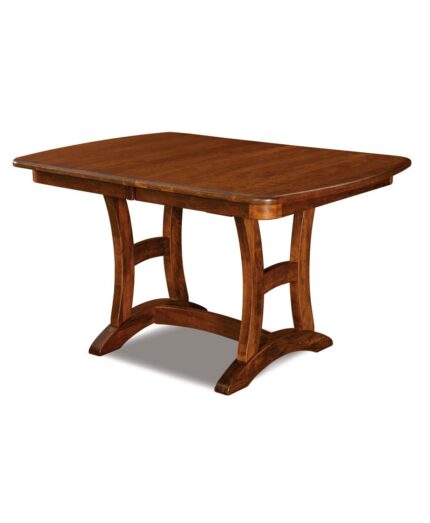 The Mini Horizon Table features elegant curves throughout the base and center spreader bar to connect the two together.