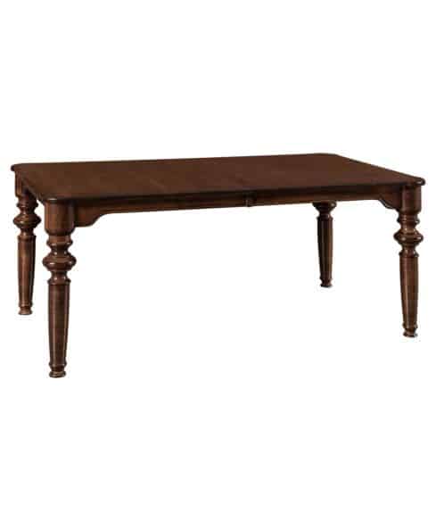Beautifully etched in grooves and curves are the standout feature of the Amish crafted Cumberland Dining Leg Table