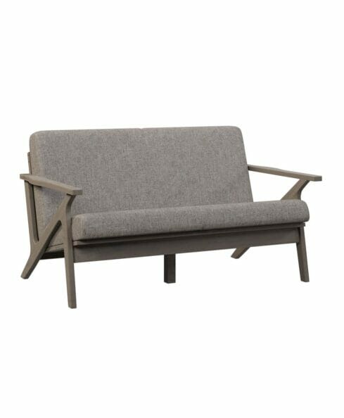 Amish made Malaya Loveseat [Metal Fabric and Brown Maple with an Bel Air stain]