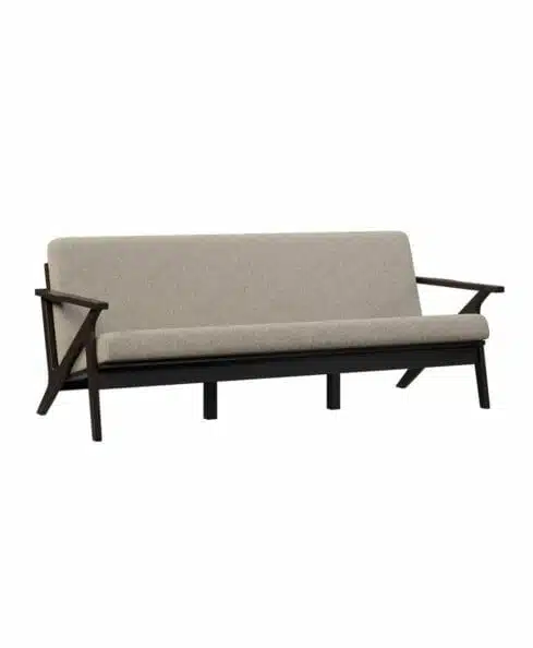 Amish made Malaya Sofa [Astrid Fabric and Brown Maple with an Onyx stain]