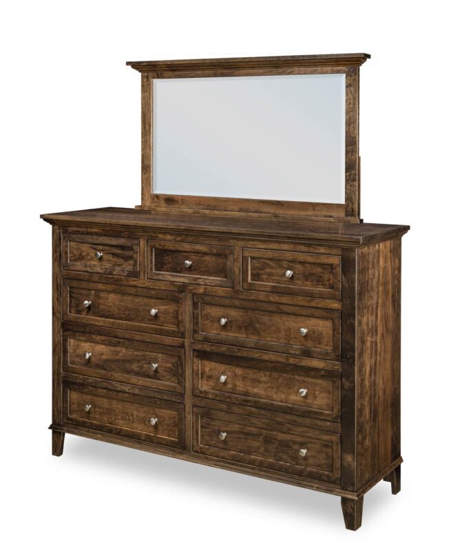 Arlington 9 Drawer Dresser [Shown with Landscape Mirror in Sap Cherry with a Shadow finish]