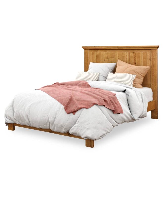Canton Panel Bed [W-06-21] Shown with low footboard in Rustic Quartersawn White Oak with a Medium Walnut Finish
