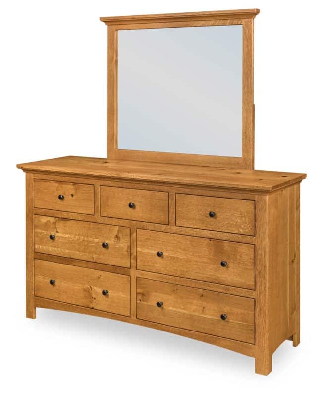Canton 7 Drawer Dresser [W-033] Shown in Rustic Quartersawn White Oak with a Medium Walnut Finish