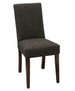 The Winona Chair features a tall, upholstered back and seat supported by four sturdy, tapered solid wood legs.