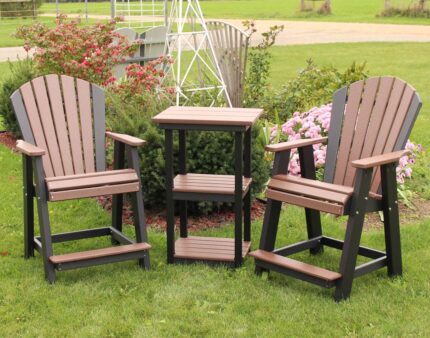 Amish Poly 20" Classic Counter Chair with 36" Counter End Table [Shown in Black and Tudor Brown]