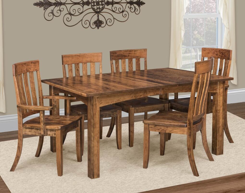 Amish Oakland Dining Chairs and Heidi Leg Table