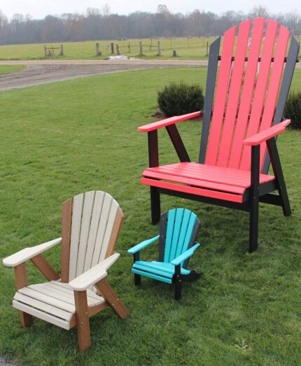 Amish made Poly Classic Big Chair [Shown with standard Classic Chair and Child version]
