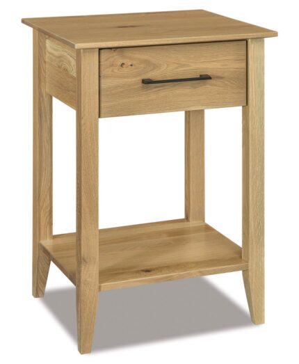 Amish Atlantic 1 Drawer Open Nightstand [Shown in Rustic Plain Sawn White Oak with a Wicker finish]