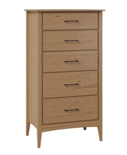 Amish Atlantic 5 Drawer Chest [Shown in Rustic Hickory with a Tundra finish]