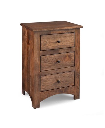 Amish Troy 3 Drawer Nightstand [Shown in Rustic Hickory with a Shadow finish]
