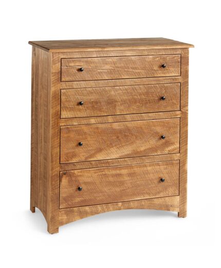 Amish Troy 4 Drawer Chest [Shown in Rustic Rough Sawn Brown Maple with a Harvest finish]