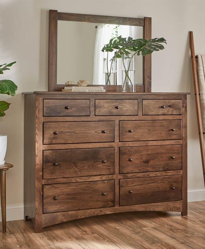 Troy 9 Drawer Dresser [Shown in Rustic Hickory with a Shadow finish]