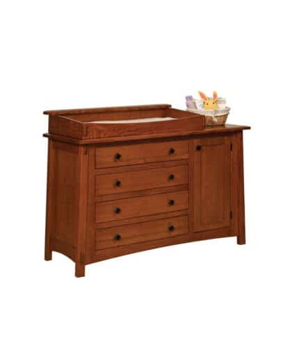 Amish McCoy 4 Drawer Dresser with Door [Shown with optional box topper]