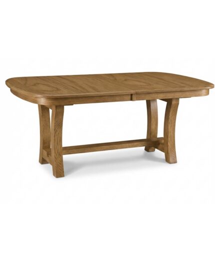 The Camp Hill Trestle Table features a solid wood trestle base with a connecting stretcher for stability.