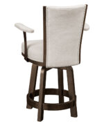 Amish Caraway Arm Bar Stool [Brown Maple with Charwood finish, C8-80 Armstrong fabric, Back View]