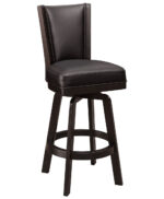 Amish Caraway Bar Stool [Red Oak with Ebony stain, Black Leather, Front View]