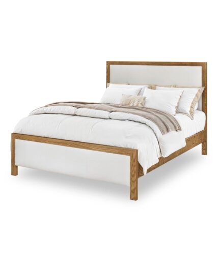 Amish Audrey Bed [Red Oak with a Sandstone with C2-12 Antarctic fabric]