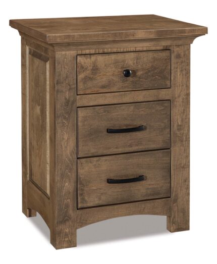 Amish Abby 3 Drawer Nightstand [Shown in Brown Maple with a Sandstone finish]