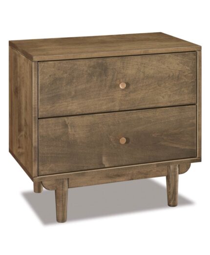 Amish Baymont 2 Drawer Wide Nightstand [Shown in Brown Maple with a Cappuccino finish]