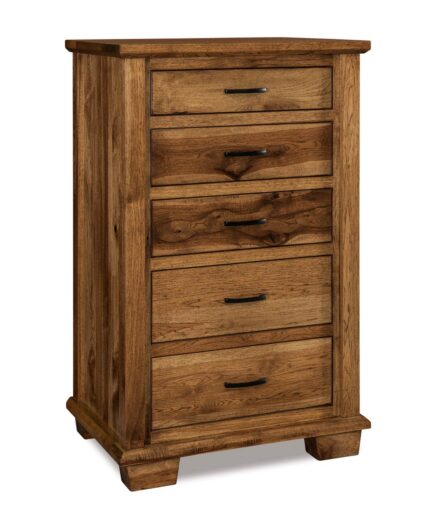 Amish Burlington 5 Drawer Chest [Shown in Rustic Hickory with an Almond finish]